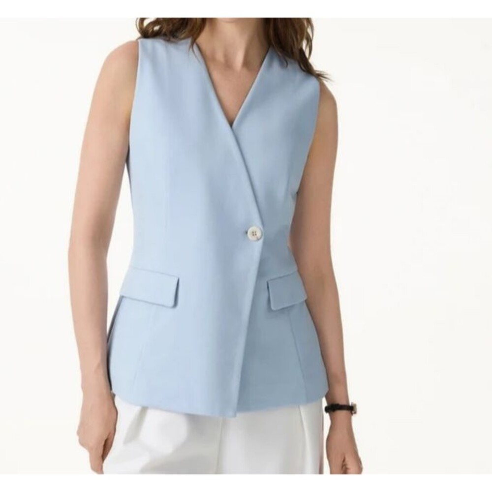 OGL Women's Blue Ponte Button Vest Size XL